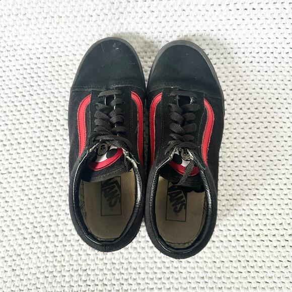 Vans Disney Old Skool Mickey Mouse Club Black Suede Red Stripe Low Top Sneakers - Picture 7 of 11